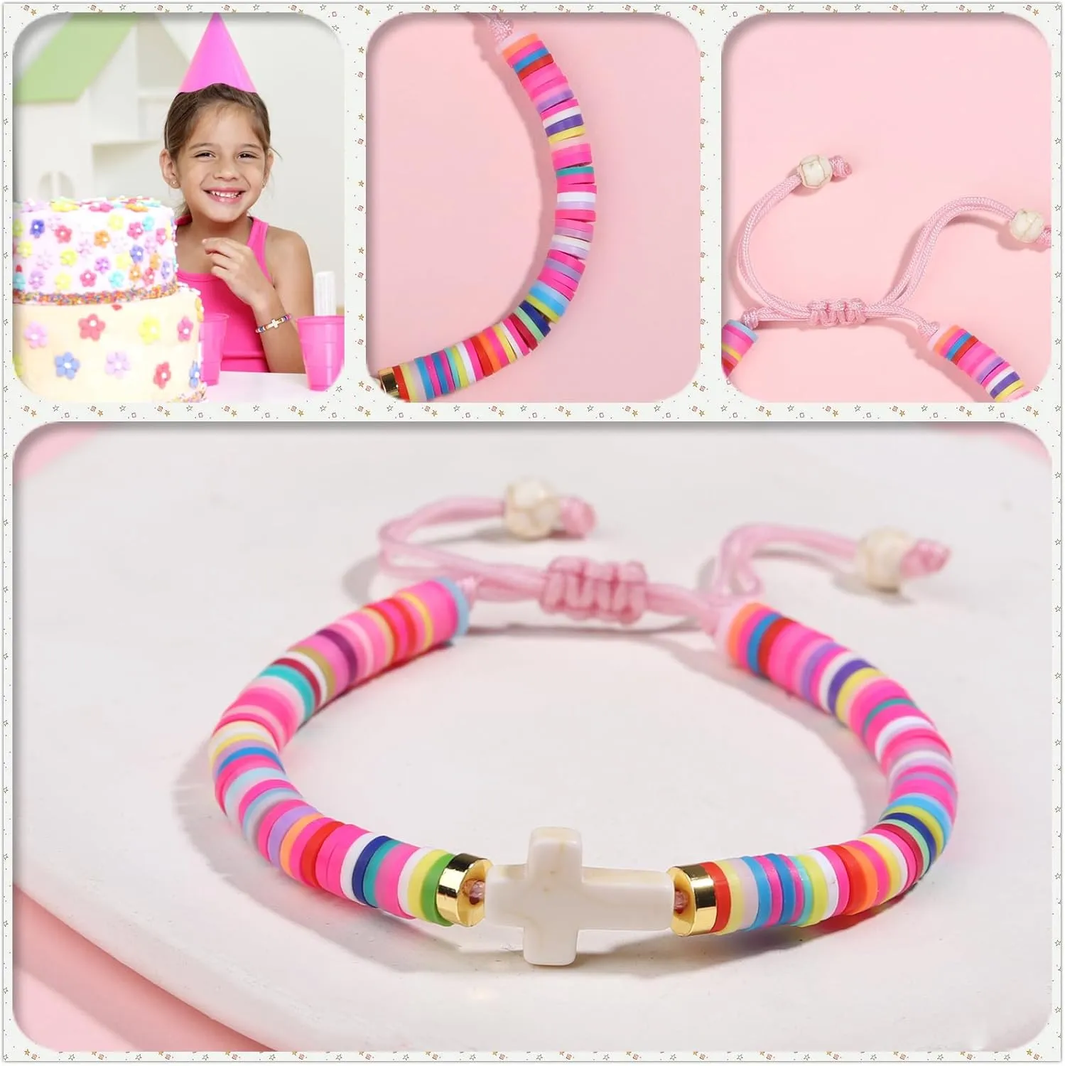 1-13 Year Old Birthday Gifts for Her Cross Charm Bracelet with Birthday Greeting Card Cute Birthday Christmas Jewelry Gifts for Daughter Granddaughter Niece Teens
