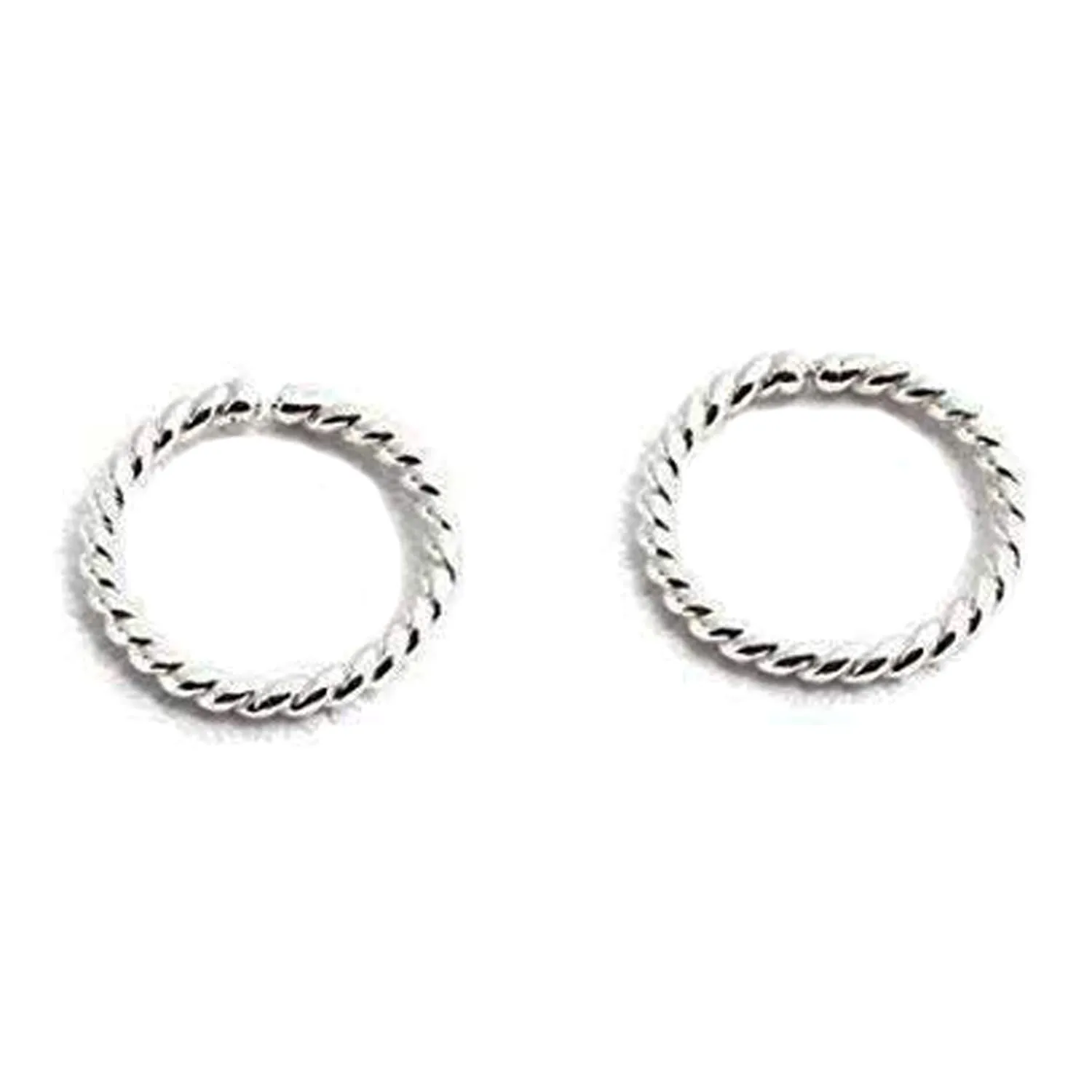 10mm Small Twisted Silver Huggie Hoop Earrings for Women Cartilage Nose Helix Tragus (10mm | 20 GA, Silver | Twisted Wire)