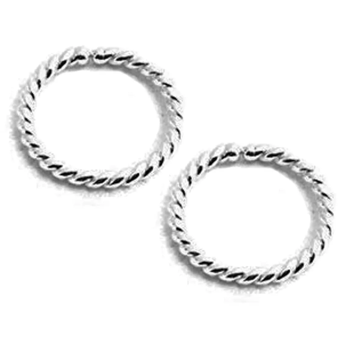 10mm Small Twisted Silver Huggie Hoop Earrings for Women Cartilage Nose Helix Tragus (7.5mm | 20 GA, Argentium Silver | Twisted Wire)