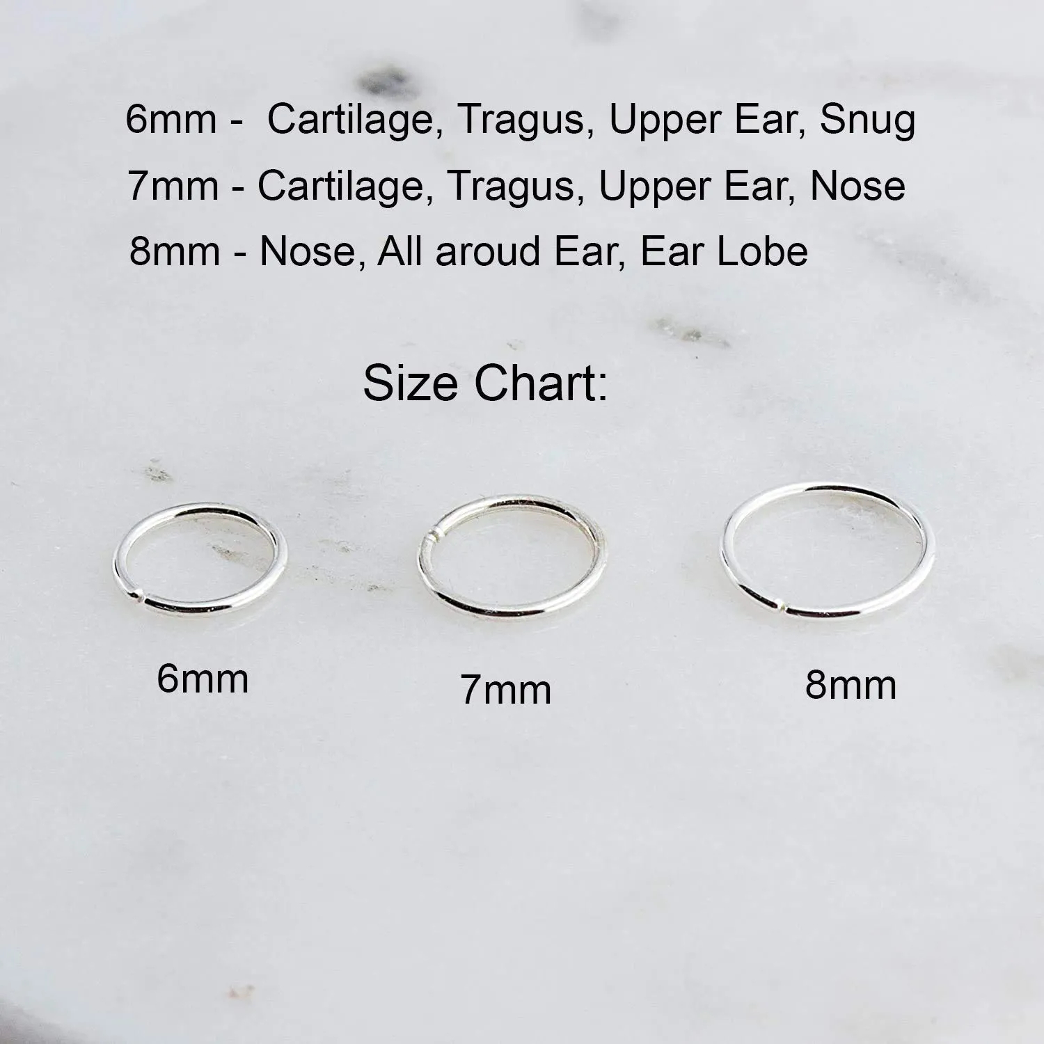 10mm Small Twisted Silver Huggie Hoop Earrings for Women Cartilage Nose Helix Tragus (7.5mm | 20 GA, Argentium Silver | Twisted Wire)