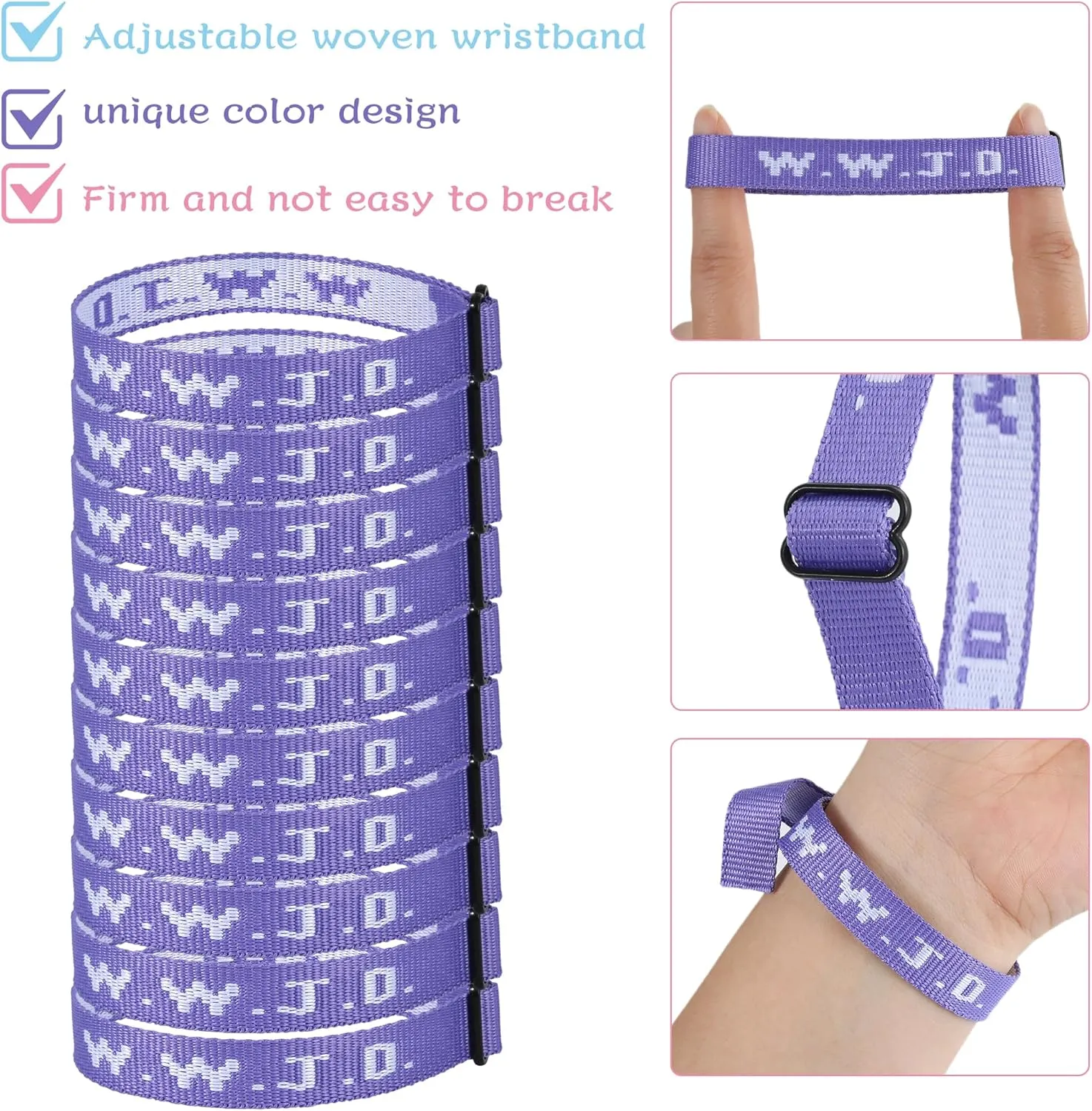 10PCS WWJD Christian Bracelet Pack for Women Men, Christian Gifts Wristbands, WWJD Bracelets - What Would Jesus Do Bracelet