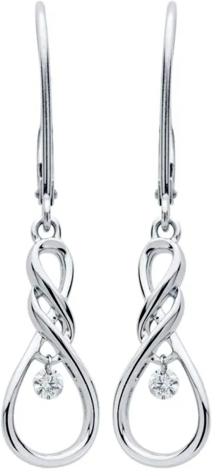 1/12 Cttw Diamond Accent Twisted Infinity Loop Dancing Diamond 925 Sterling Silver Drop Earrings (I Color, I1 Clarity)