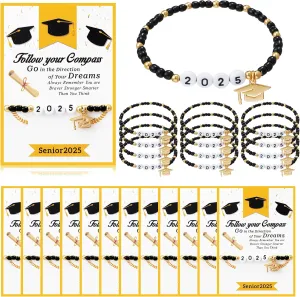12 Sets Graduation Bracelet 2025 Grad Student Gifts Graduation Gift from Teacher Graduation Party Favors, College Graduation Gifts for Classmates