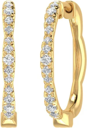 1/4 Carat Diamond Hoop Earrings in 10K Gold - IGI Certified