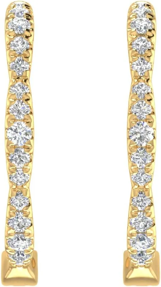 1/4 Carat Diamond Hoop Earrings in 10K Gold - IGI Certified
