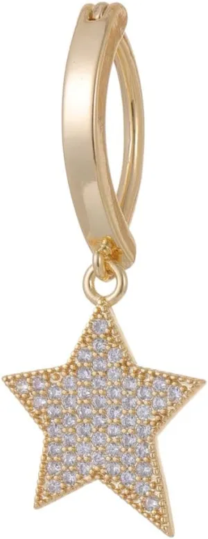 14G Star Clicker Belly Button Ring for Women 316L Surgical Steel Dangle Belly Navel Rings Reverse Belly Curved Barbell D-Shaped Belly Piercing Jewelry