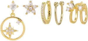 18K Gold Dangle Hoop Earrings Set for Women Hypoallergenic Earrings Stud Dainty Cartilage Earring Pack for Multiple Piercing Small Earrings Gift