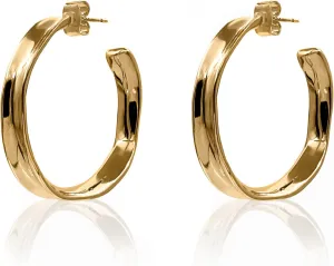 18k Yellow Gold Plated and Silver Tone Hoop Earrings