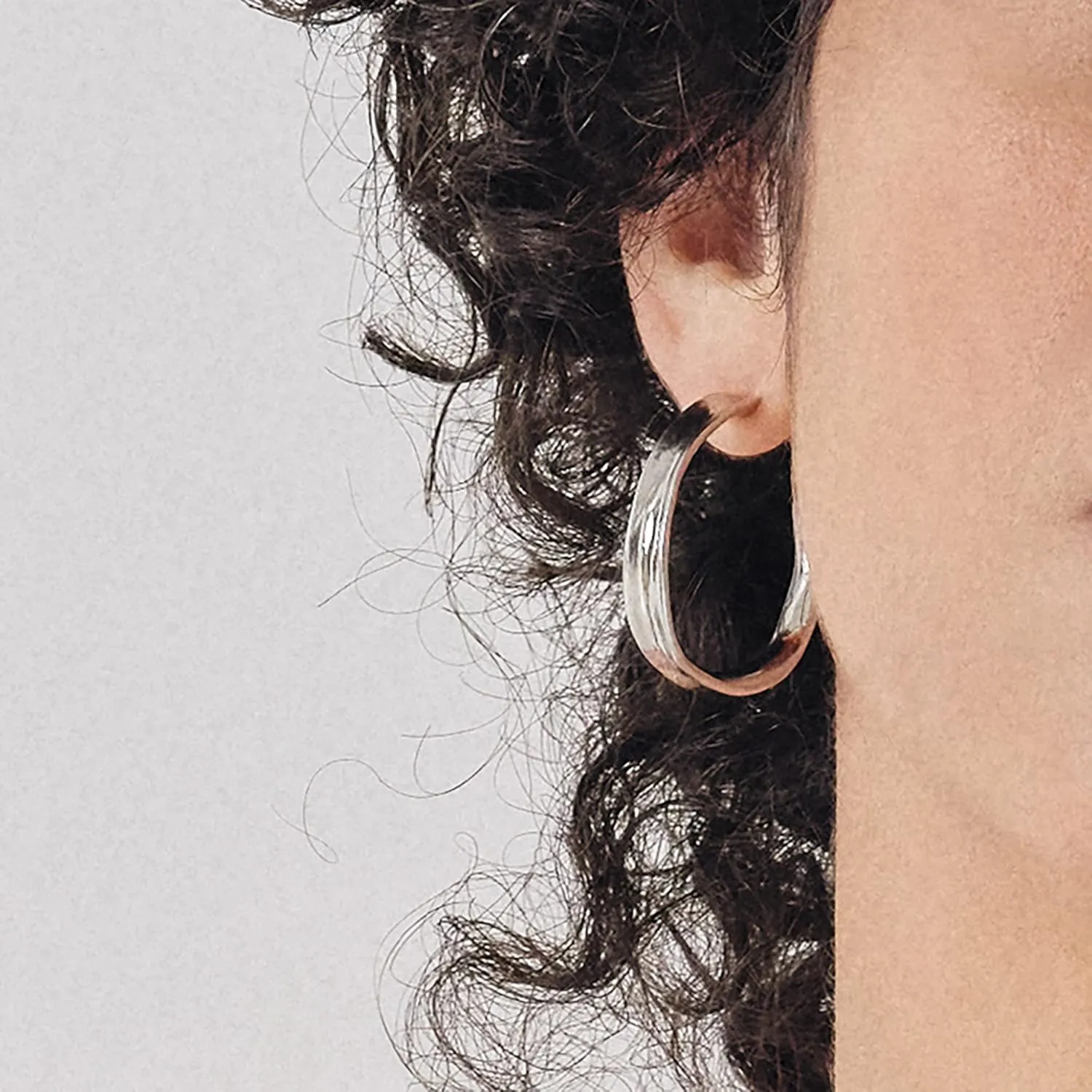 18k Yellow Gold Plated and Silver Tone Hoop Earrings