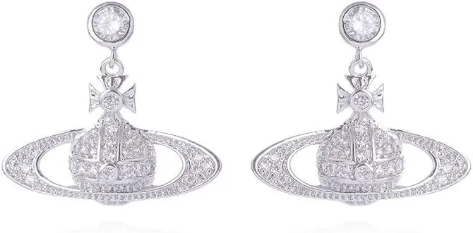 1Pair Zircon Saturn Planet Earrings Aesthetic Cubic Saturn Planet Stud NANA Earring Jewelry for Women Gift