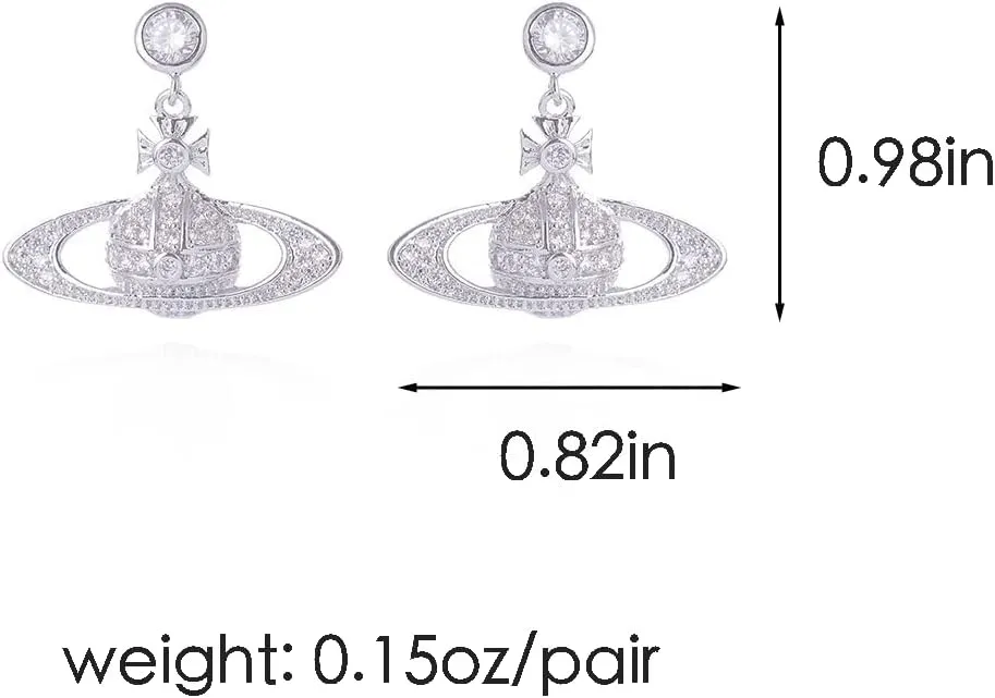 1Pair Zircon Saturn Planet Earrings Aesthetic Cubic Saturn Planet Stud NANA Earring Jewelry for Women Gift