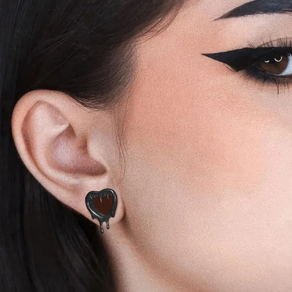 2 Pcs Heart Style Ear Tunnels Gauge Earrings for Women, Size 0g - 1 inch Ear Plugs Gauges for Ears, Water Drops Design Hypoallergenic Stainless Steel Ear Gauges Body Jewelry
