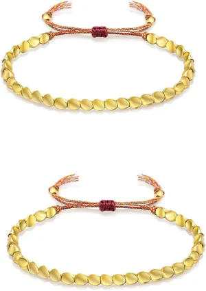 2 Pcs Tibetan Copper Bracelets for Women Adjustable Tibetan Copper Beads Bracelet Copper Healing Bracelet for Arthritis Pain Buddhist Good Luck Bracelet Protecting and Blessing Bracelet for Men