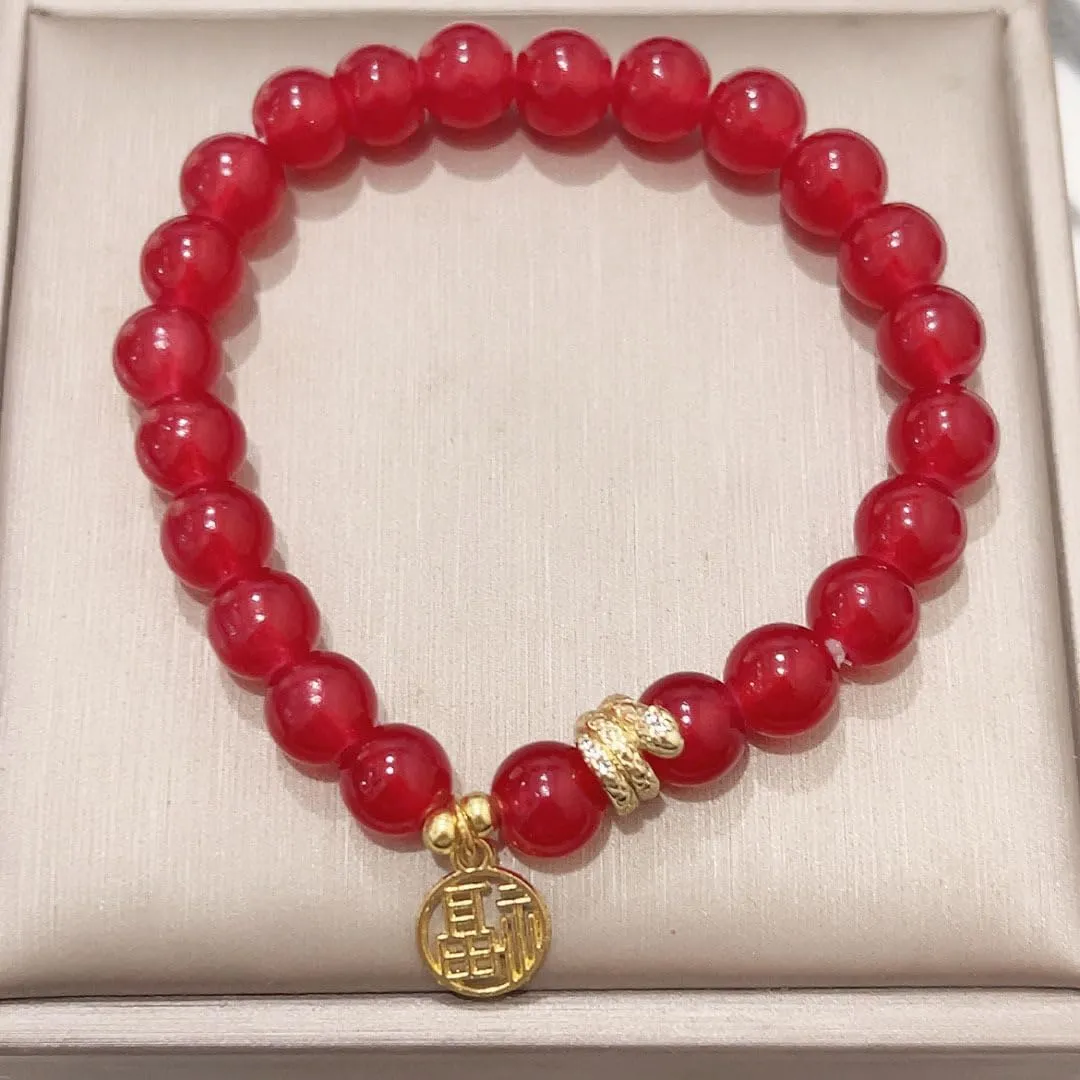 2025 New Year of Snake Beaded Charm Bracelets Colorful Crystal Pi Yao Snake Pendant Bracelet Adjustable Chinese Zodiac Feng Shui Lucky Amulet Stretch Bracelet for Women Men New Year Gifts