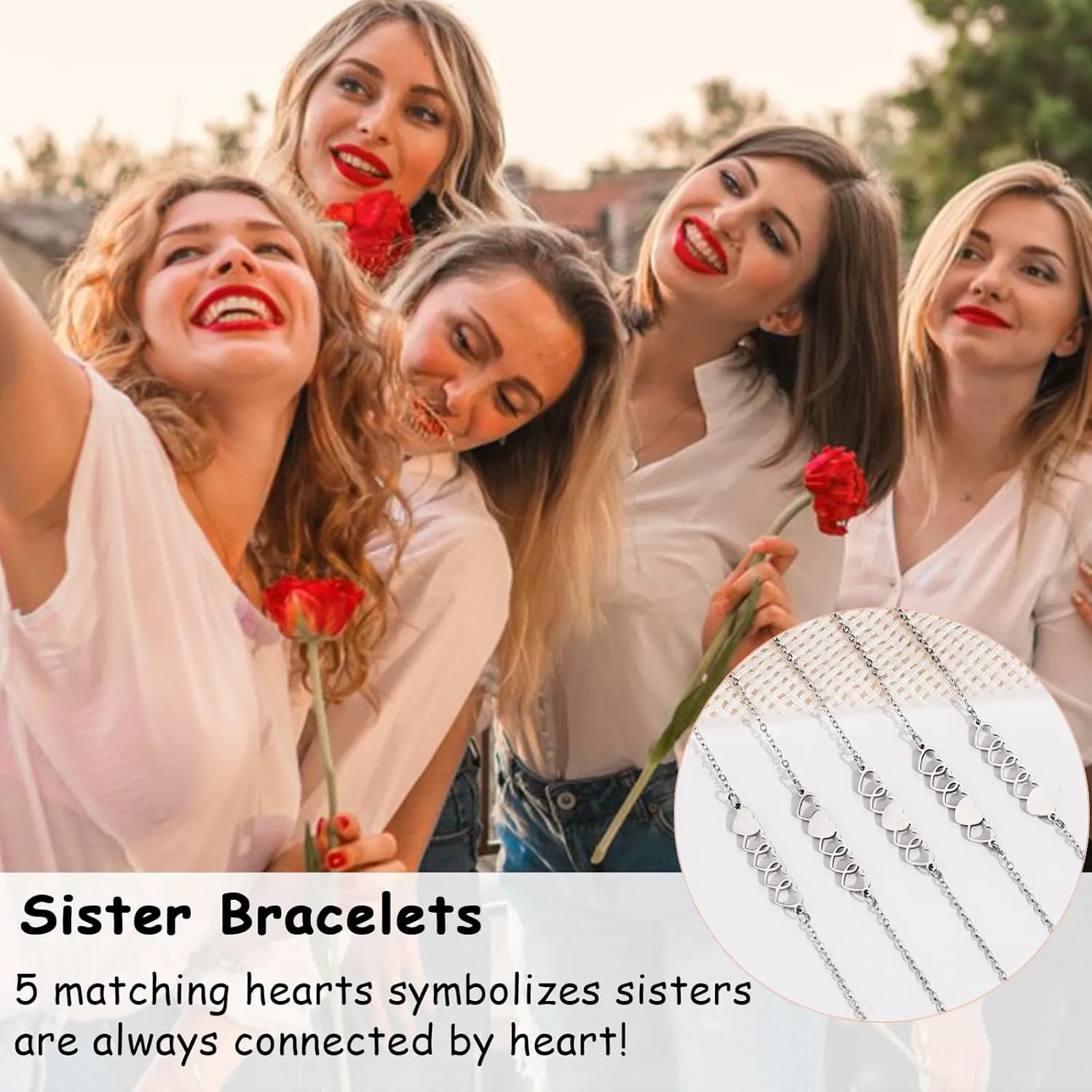 2/3/4/5 PCS Best Friend Sister Bracelet Heart Matching Friendship Distance Bracelets for Women BFF Bestie Daughter Niece Birthday Valentines Day Gifts