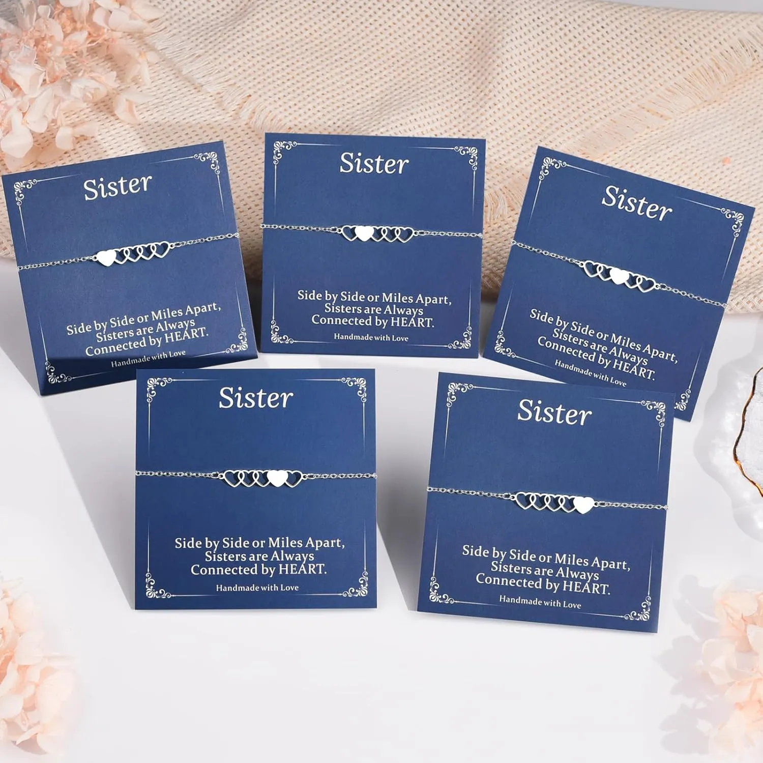 2/3/4/5 PCS Best Friend Sister Bracelet Heart Matching Friendship Distance Bracelets for Women BFF Bestie Daughter Niece Birthday Valentines Day Gifts