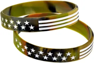2pcs USA American Flag Silicone Stretchable Bracelets Stars and Stripes Wristband Camouflage Multicolor Fashion Jewelry-Camouflage Green