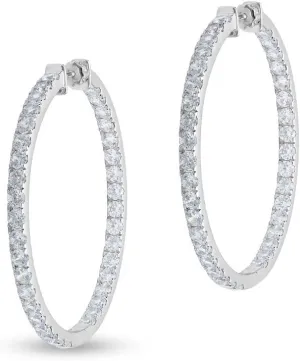 3/4 to 5 Carat Round Diamond Inside Out Hoop Earrings for Women in 14k White or Yellow Gold (F-G, SI1-SI2, cttw) Screw Back by Privosa Fine Jewelry