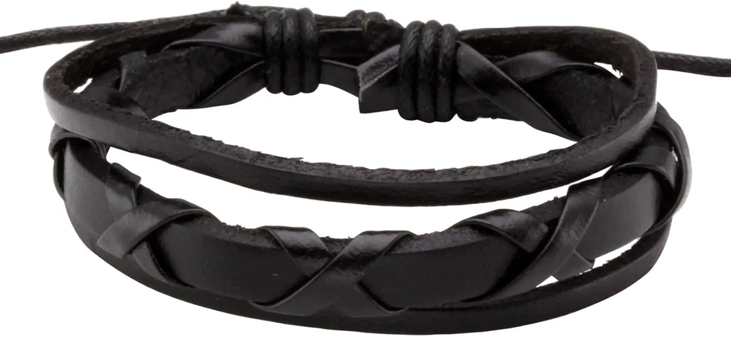 4-10 Pcs Leather Bracelets Set for Women Men Braided Wooden Beads Wrap Cuff Cord Adjustable