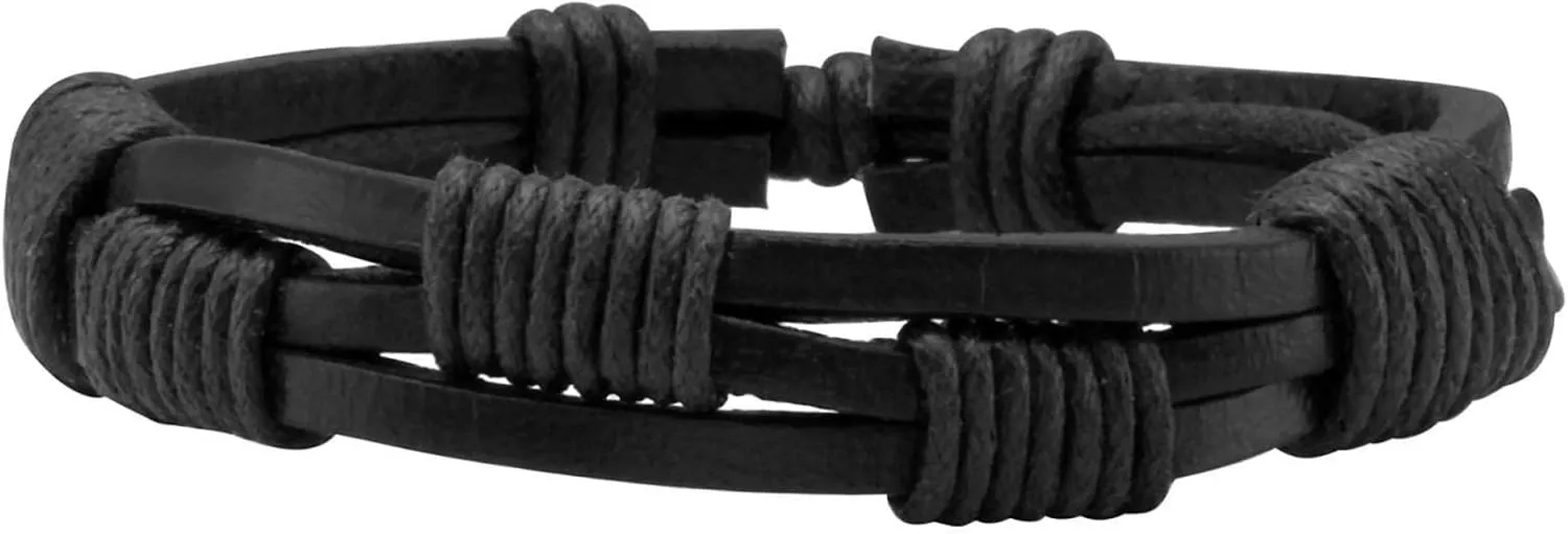 4-10 Pcs Leather Bracelets Set for Women Men Braided Wooden Beads Wrap Cuff Cord Adjustable