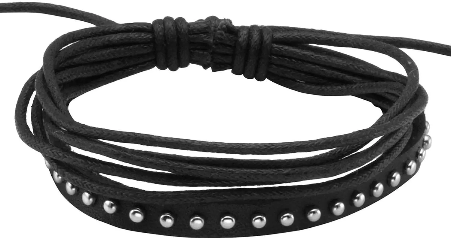 4-10 Pcs Leather Bracelets Set for Women Men Braided Wooden Beads Wrap Cuff Cord Adjustable