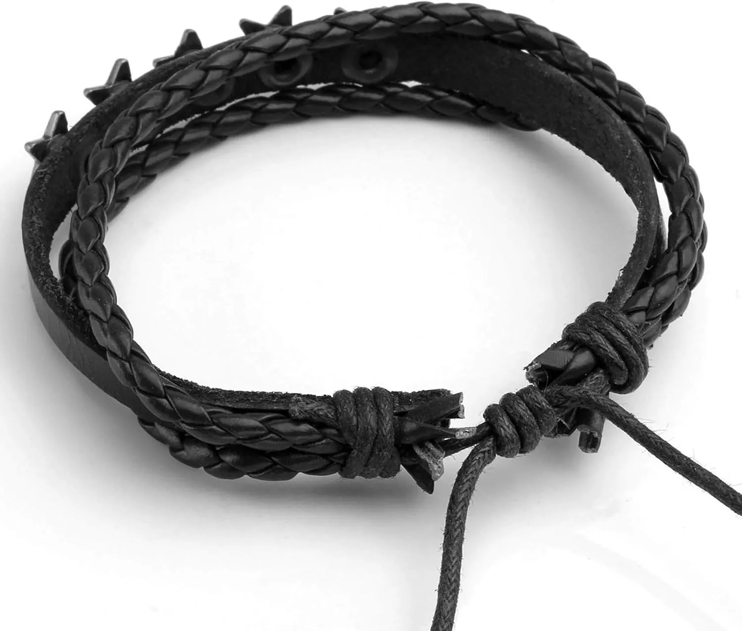 4-10 Pcs Leather Bracelets Set for Women Men Braided Wooden Beads Wrap Cuff Cord Adjustable