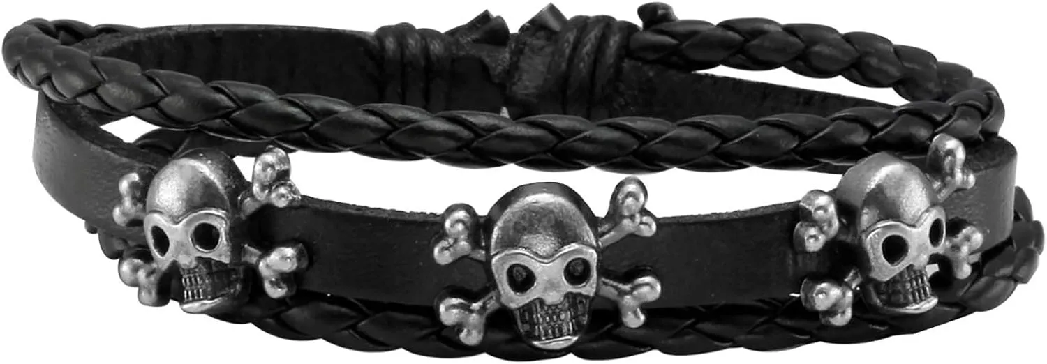 4-10 Pcs Leather Bracelets Set for Women Men Braided Wooden Beads Wrap Cuff Cord Adjustable