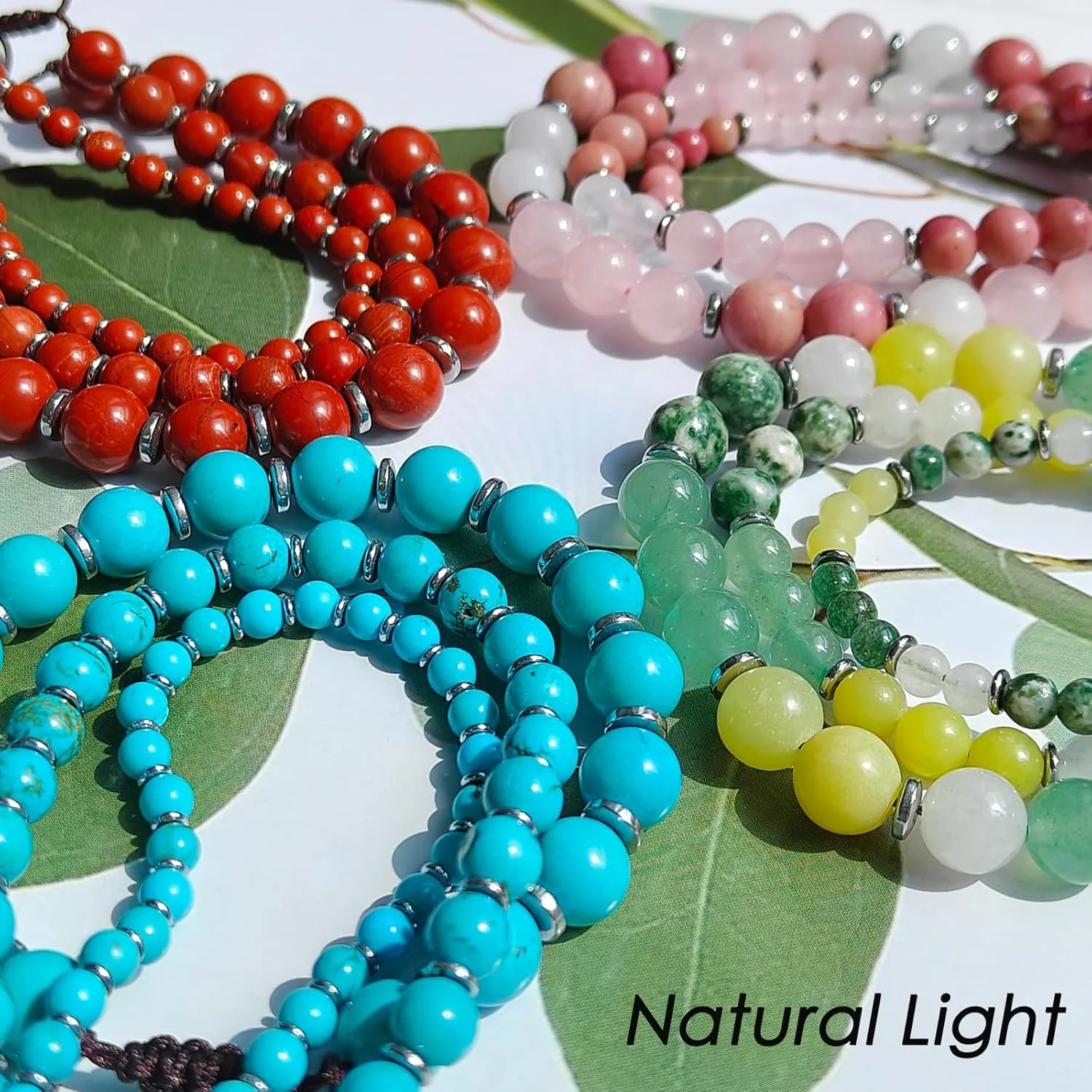 468Handmade Adjustable Natural Gemstone Crystal Bracelet Healing Power Energy Inspirational Gifts with Card for Unisex