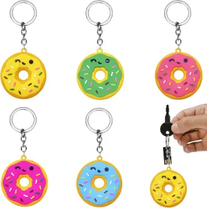 5 Pcs Sweet Donut Keychains 3D Donut Keyring Doughnut Themed Party Supplies for Baby Shower Girls Birthday Party