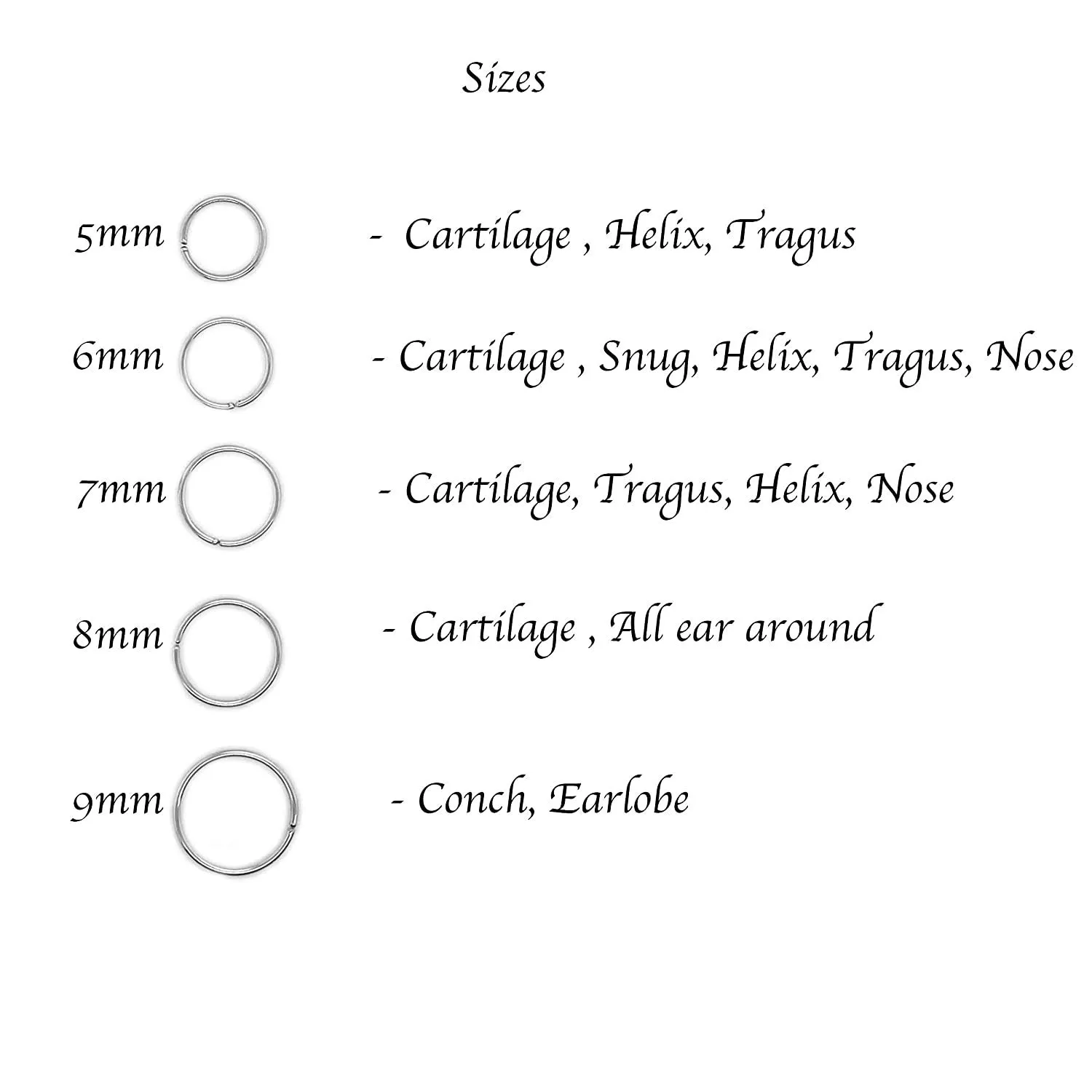 5mm 20 GA Hoop Piercing Twisted Sterling Silver 20 GA Septum Huggie Cartilage Nose Tragus Earrings (5mm | 20 GA, Sterling Silver 925 | Twisted Wire)