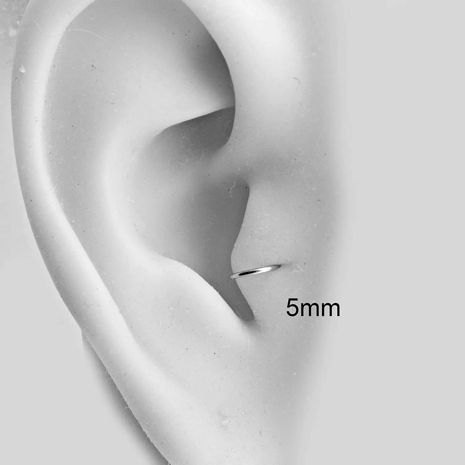 5mm 20 GA Hoop Piercing Twisted Sterling Silver 20 GA Septum Huggie Cartilage Nose Tragus Earrings (5mm | 20 GA, Sterling Silver 925 | Twisted Wire)