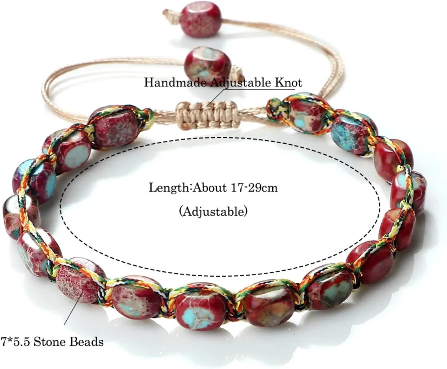 7 * 5.5mm Natural Emperor Stone Prayer Lucky Bracelets for Women Men Handmade Adjustable Bracelet Blessing Jewelrys Amulet