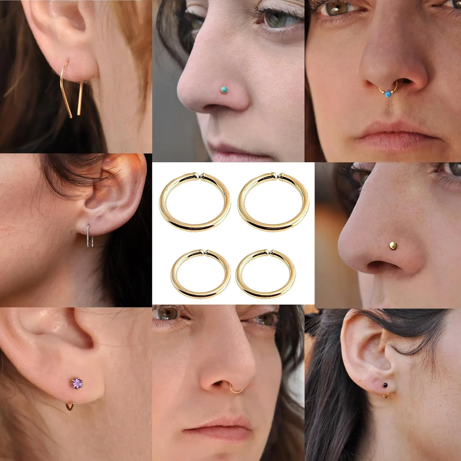 7mm 20 GA Hoop Piercing Twisted Rose Gold Filled 20 GA Septum Huggie Cartilage Nose Tragus Earrings (7mm | 20 GA, 14K Rose Gold Filled | Twisted Wire)