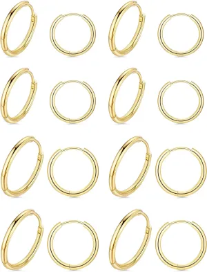 8 Pairs 20G Stainless Steel Huggie Hoop Earrings for Men Women Cartilage Helix Lobes Hoop Earrings Hinged Sleeper Earrings Hypoallergenic Earring Sets for Multiple Piercings 6mm-12mm