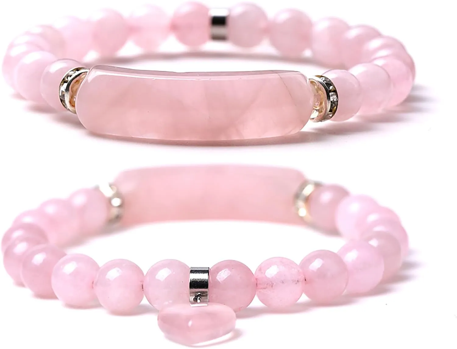 8MM Green Aventurine Healing Bracelets Love Heart Charm Stretch Bracelet Crystal Energy Bracelet for Women