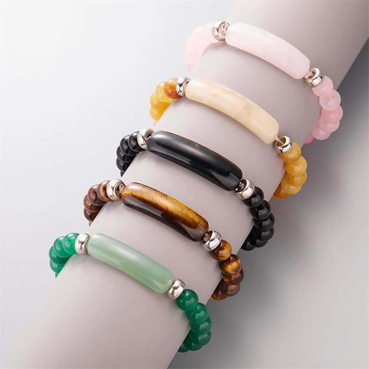8MM Green Aventurine Healing Bracelets Love Heart Charm Stretch Bracelet Crystal Energy Bracelet for Women