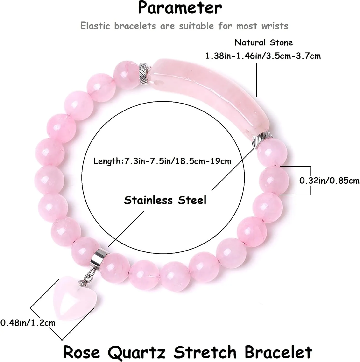8MM Green Aventurine Healing Bracelets Love Heart Charm Stretch Bracelet Crystal Energy Bracelet for Women