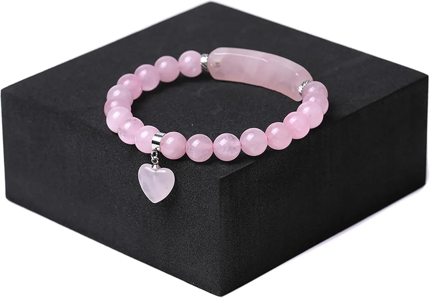 8MM Green Aventurine Healing Bracelets Love Heart Charm Stretch Bracelet Crystal Energy Bracelet for Women