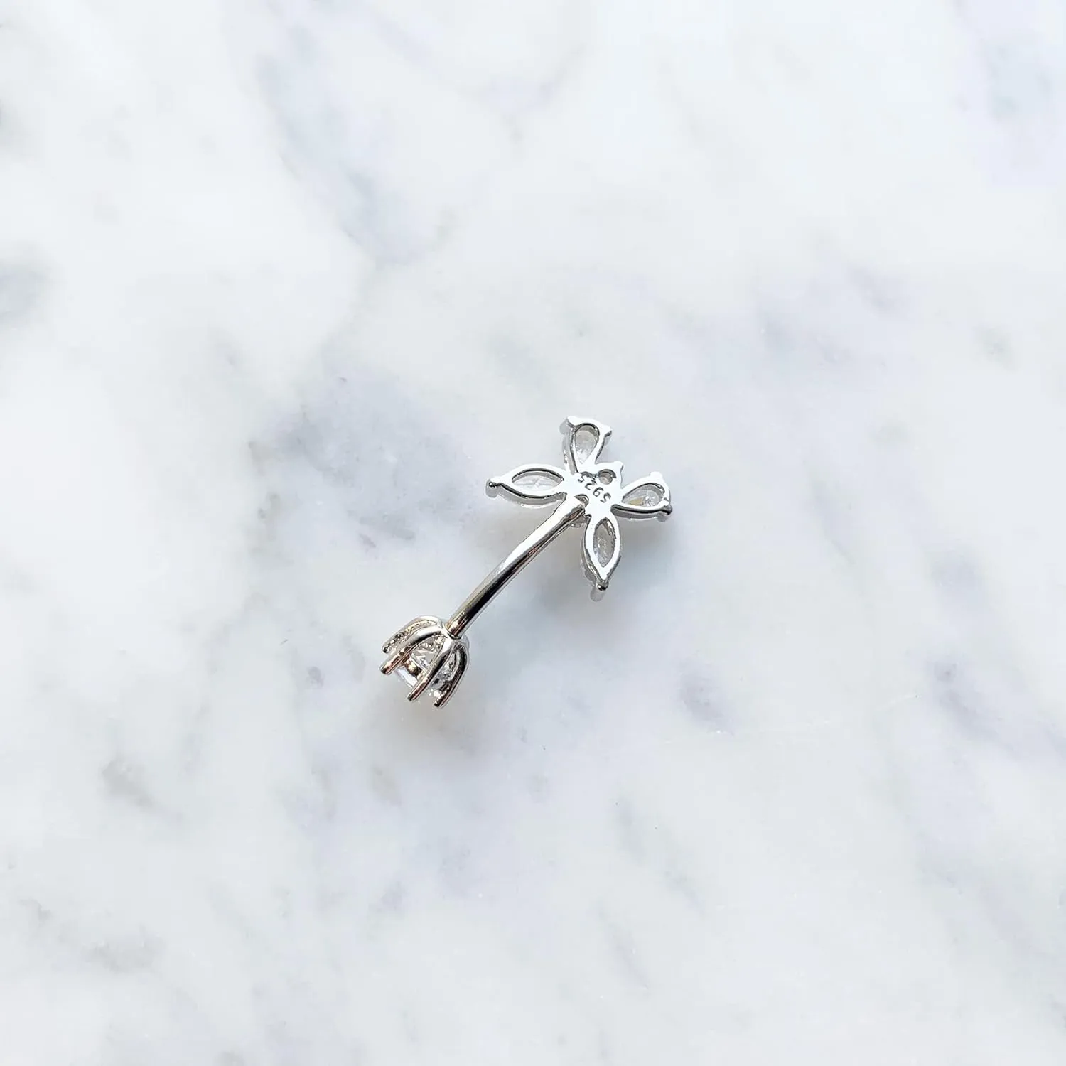 925 Sterling Silver 14G Belly Button Rings Clear CZ Navel Rings Body Piercing Jewelry