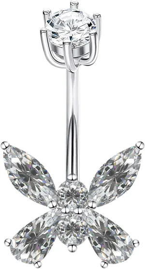 925 Sterling Silver 14G Belly Button Rings Clear CZ Navel Rings Body Piercing Jewelry