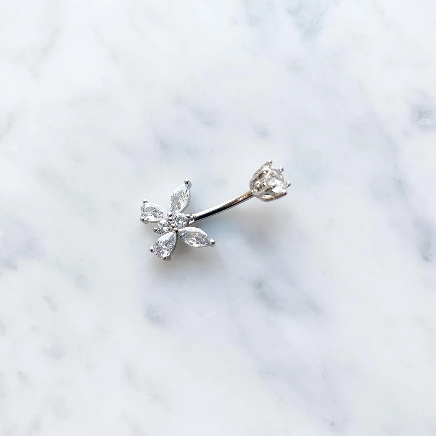 925 Sterling Silver 14G Belly Button Rings Clear CZ Navel Rings Body Piercing Jewelry