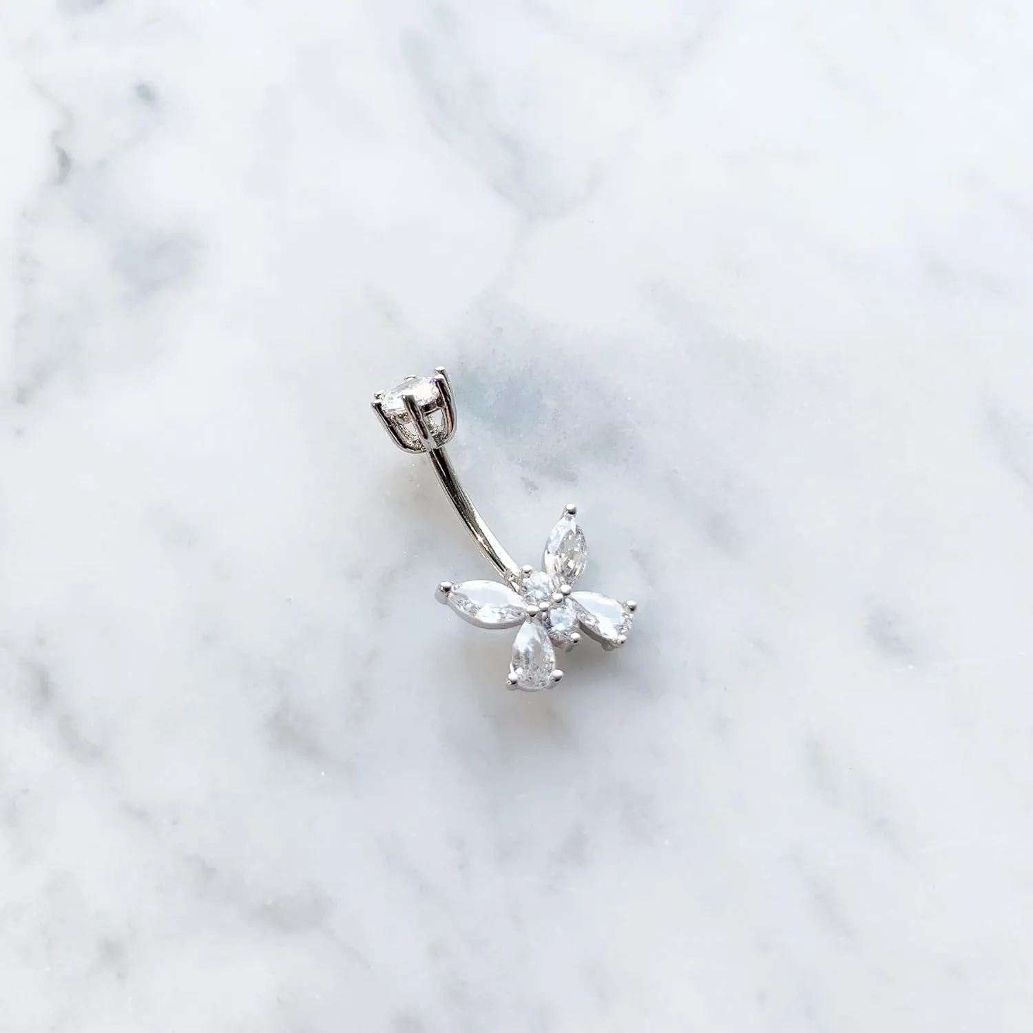 925 Sterling Silver 14G Belly Button Rings Clear CZ Navel Rings Body Piercing Jewelry