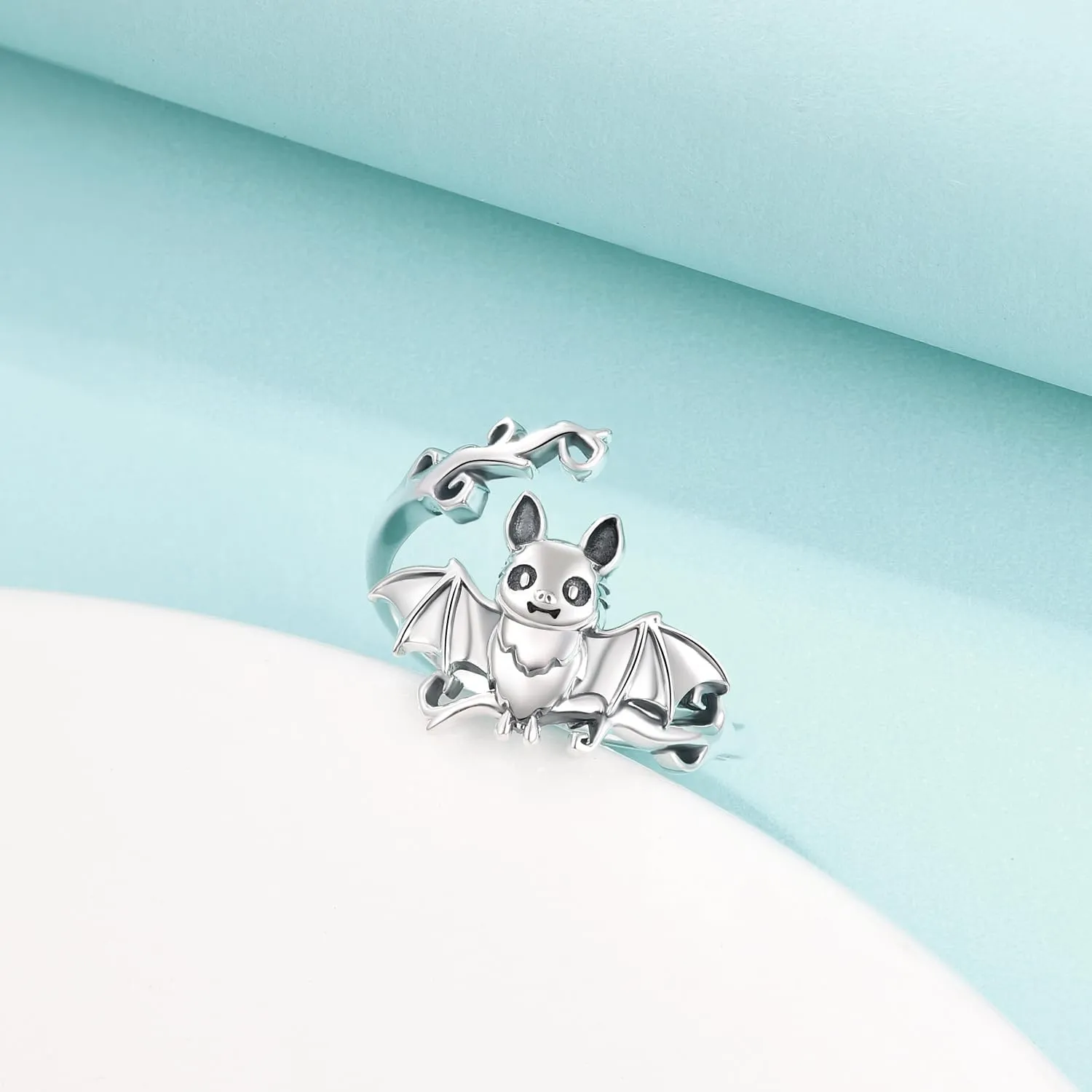 925 Sterling Silver Cute Animals Ring Sloth/Highland Cow/Koala/Bat Adjustable Rings Jewelry For Women