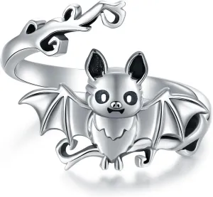 925 Sterling Silver Cute Animals Ring Sloth/Highland Cow/Koala/Bat Adjustable Rings Jewelry For Women