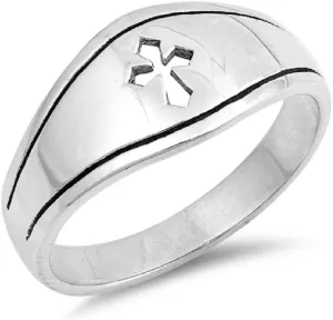 925 Sterling Silver Cutout Medieval Cross Fashion Ring