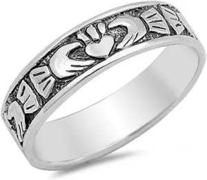 925 Sterling Silver Eternity Claddagh Band Ring