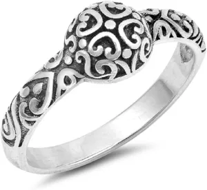 925 Sterling Silver Filigree Bali Design Ring
