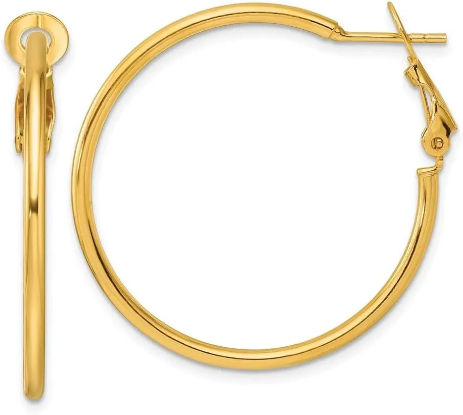 925 Sterling Silver Gold-plated Hoop Earrings (L-30-35.15mm)