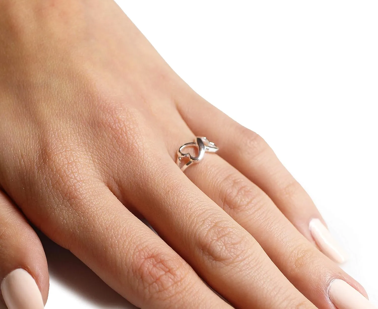 925 Sterling Silver Heart Infinity Ring (Sizes 3-13)