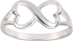 925 Sterling Silver Heart Infinity Ring (Sizes 3-13)